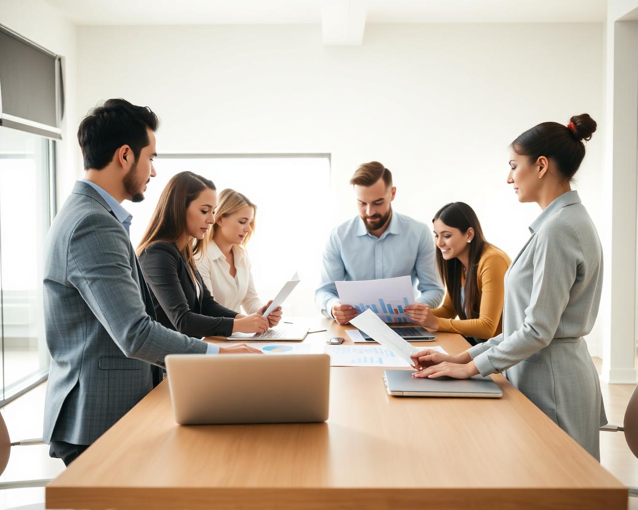 Equipo profesional analizando datos financieros